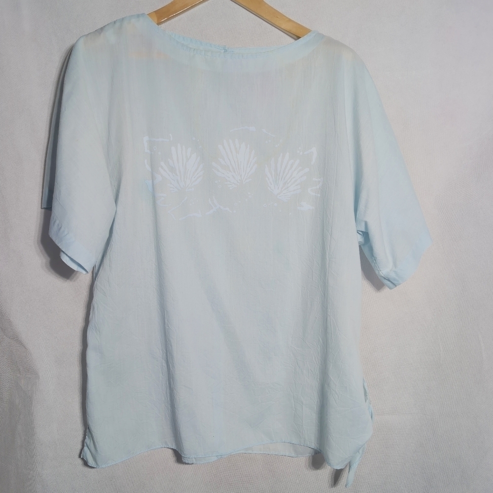 Nani Hawaii For Liberty House Light Blue Women's Top